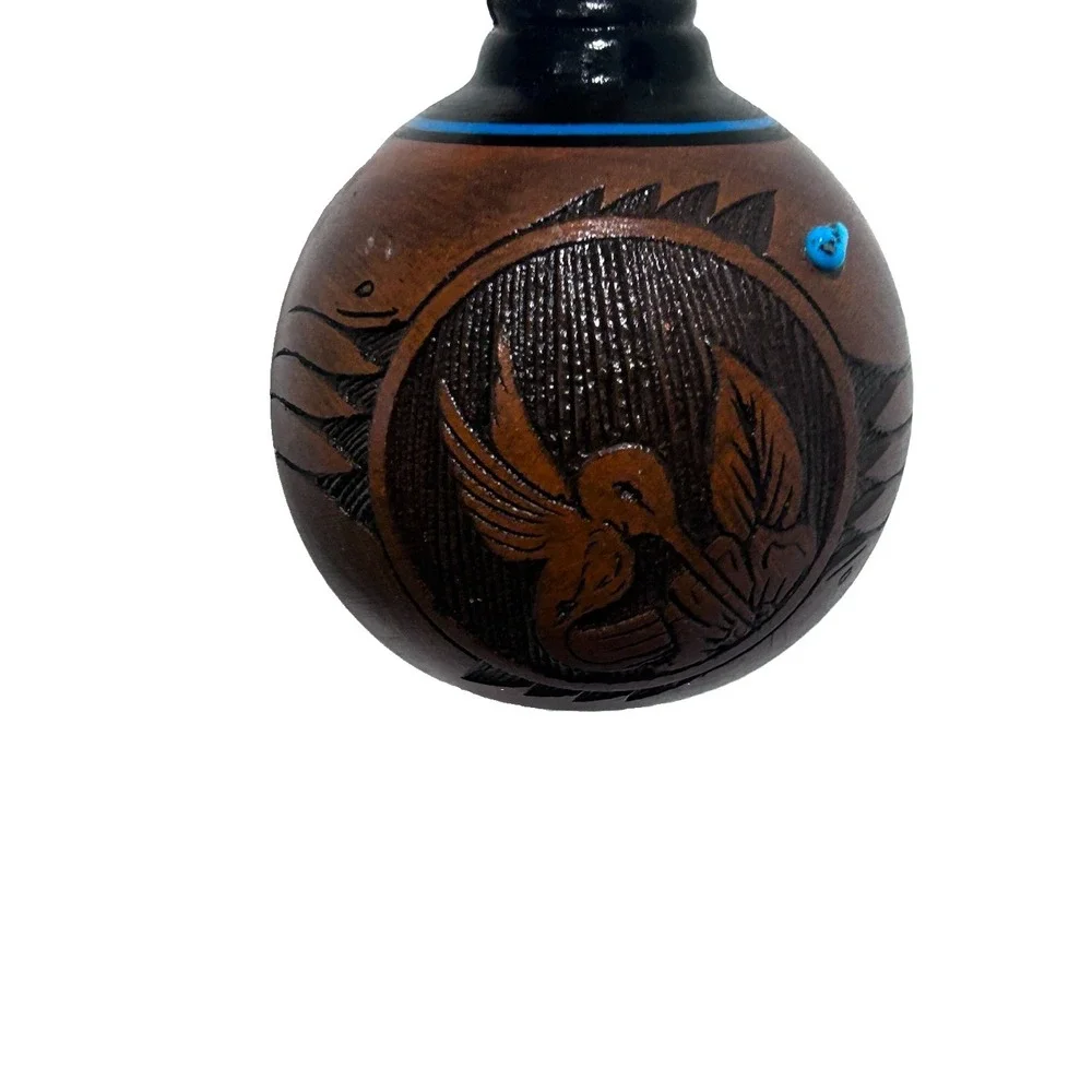 Vintage Navajo Pottery Christmas Ornament Turquoise stone Dwayne Blackhorse